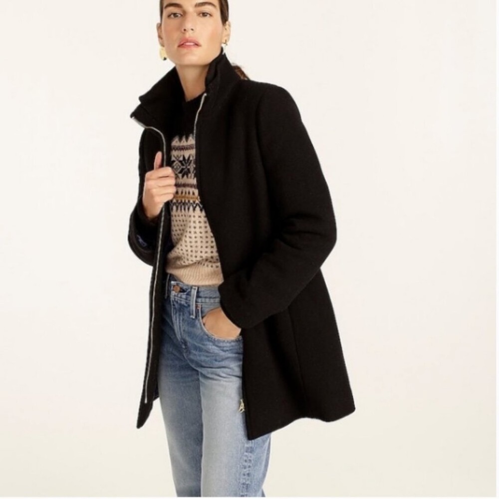 J. Crew Lodge coat in Italian Stadium-cloth Wool Black